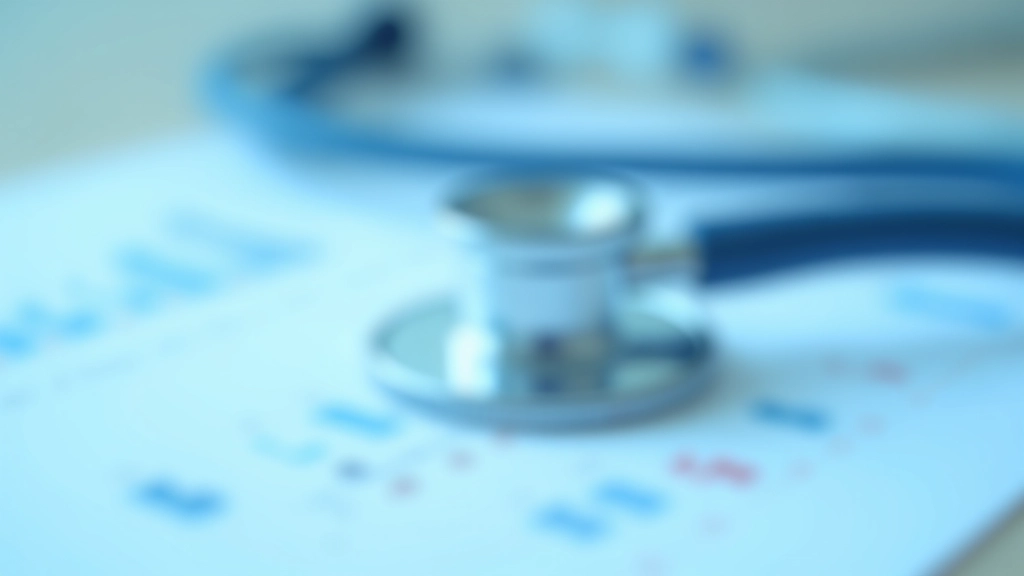 Nahaufnahme eines Stethoskops auf medizinischen Berichten und Datendiagrammen mit Blauton