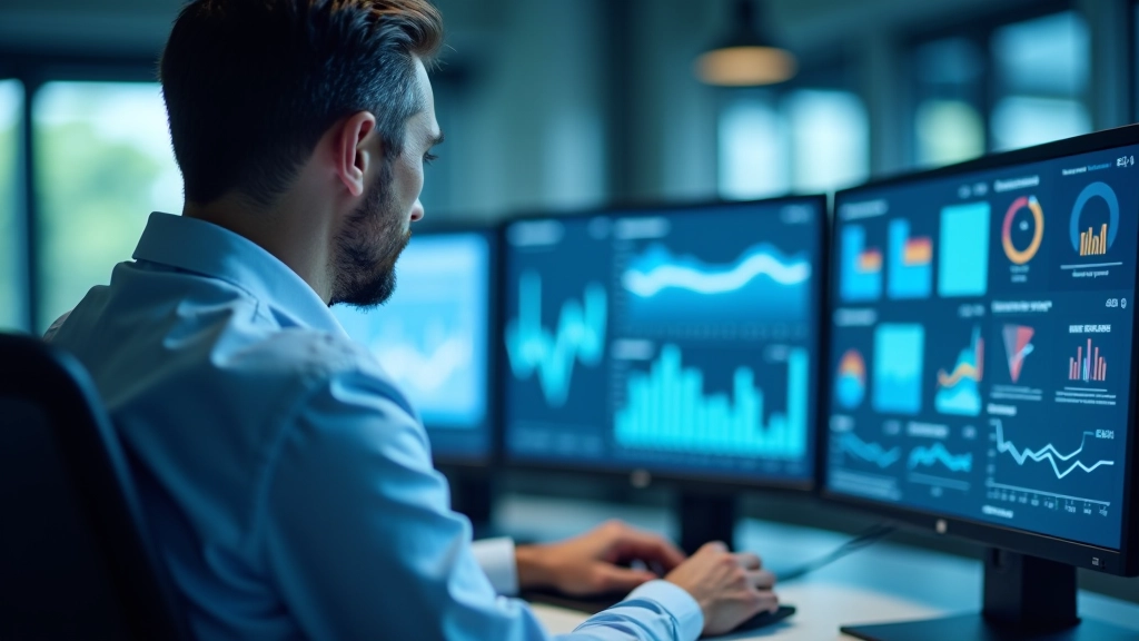 Gesundheitsökonom analysiert komplexe Gesundheitsdaten an modernem Arbeitsplatz