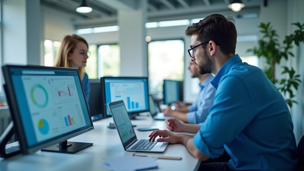 Analysten bei der Arbeit mit Gesundheitsdaten und Finanzmodellen