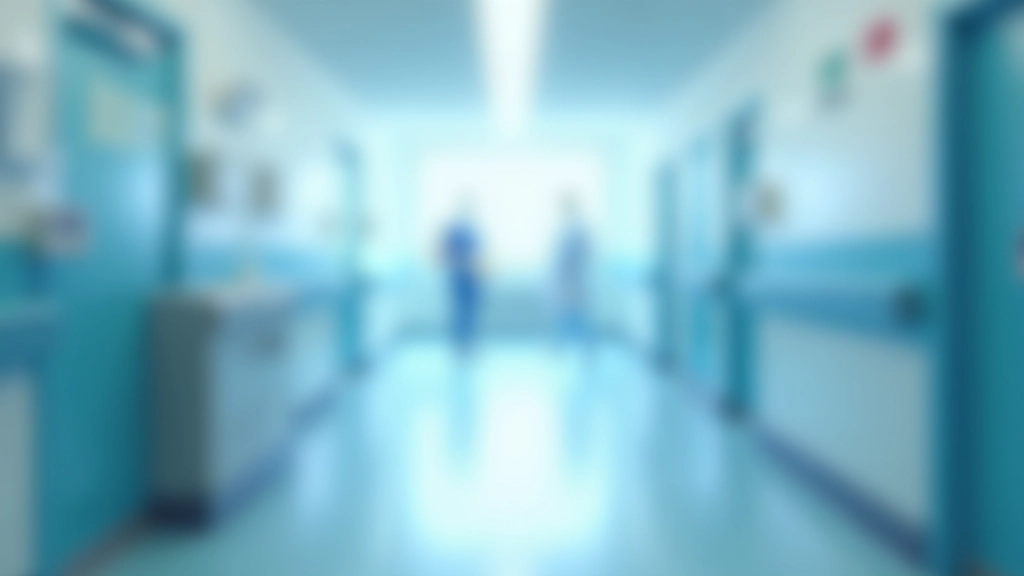 Modernes Krankenhaus mit Flur und medizinischer Ausrüstung in heller Umgebung